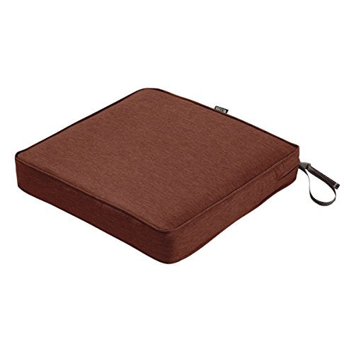 Classic Accessories Montlake Water-Resistant 17 x 17 x 3 Inch Square Outdoor Seat Cushion, Patio Furniture Chair Cushion, Heather Henna Red, Outdoor Cushion Cover - color: Heather Henna, size: 17"W x 17"D x 3"Thick