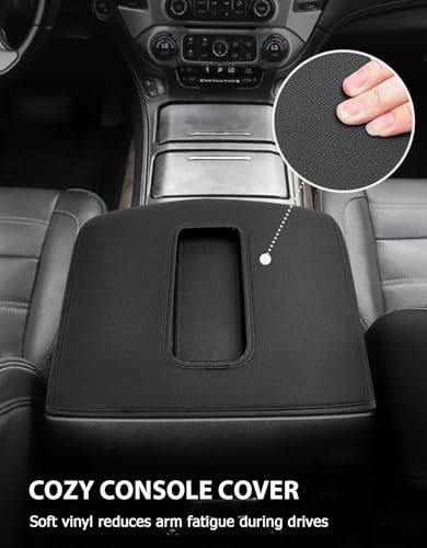 Center Console Armrest Cover for GMC Sierra & Chevrolet Silverado 2014-2018, Tahoe & Yukon & Suburban 2015-2020, Bucket Seat, Car Armrest Protector, Scratchproof, Black - color: Black