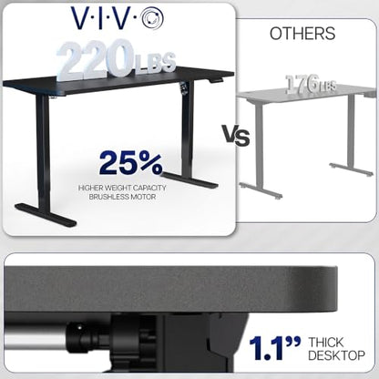 VIVO White 60 x 30 in Stand Up Desk, DESK-KIT-1G6-P3W | Electric, Holds 220 lbs, Sit Stand, Height Adjustable Table, Cable Tray, Full-Size Mouse Pad, Office Furniture, Gray Frame - color: White Top / Gray Frame, size: 60 x 30