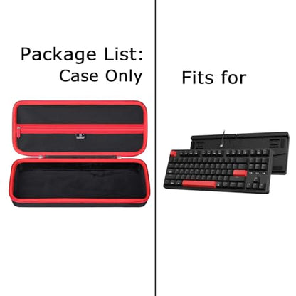 Hard Storage Case for Keychron QMK/VIA/Aula F75 Pro/WIN68 HE/RedThunder 60%/GEODMAER 65% Gaming Keyboard,Travel Case for EPOMAKER x Aula F75/Ajazz AK820 Pro Mechanical Keyboard(Only Box)(Black + Red)