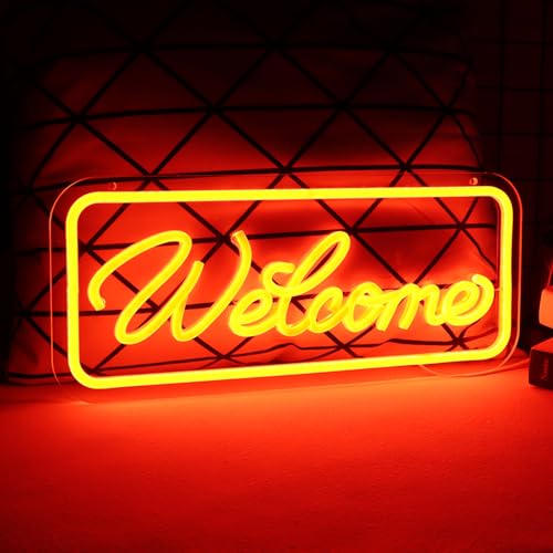 Welcome Neon Sign for Wall Decor，LED Neon Lights for Living Room，birthday、Halloween Christmas - style: Welcome