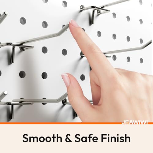 JEAWIWI 60 Pack 4 Inch Metal Pegboard Hooks, Fit 1/4 in and 1/8 in Peg Board Organizer Accessories, for Hanging Storage, Garages, Tool Sheds, Basements - size: 4IN 60PCS