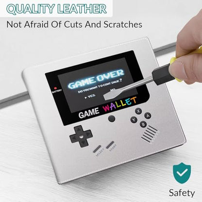EXXBYELI Boys Wallet Gamepad Leather Wallets Credit Id Card Cash Holder Black Rfid Blocking Zipper Cute Cool Funny Aesthetic Wallets With Coin Pocket Id Window Teen Wallets for Boys Teenager Wallet - color: game-gray