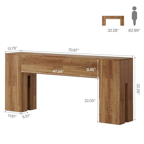 Tribesigns 71-Inch Long Console Table for Entryway, Farmhouse Sofa Console Behind Couch, Entry Table for Hallway, Foyer, Living Room, Rustic Wood - color: Rustic Wood