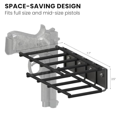 UNITEDPOWER Wall Mount Pistol Rack, 4 Handgun Holder for Gun Cabinet Storage, Revolvers Safe Organizer, Metal Gun Stand Fit Most Pistols With Laser Sights