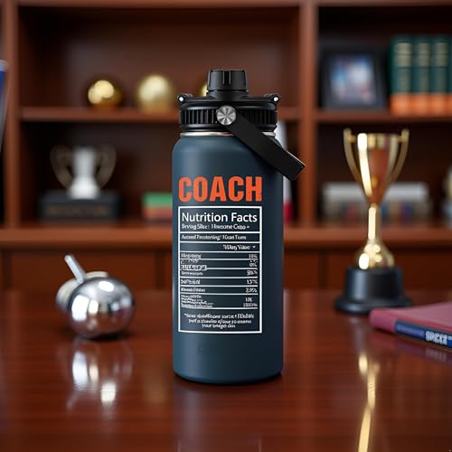 Coach Gifts - 32 Oz Coach Nutriton Facts Water Bottle, The Man The Myth The Legend - Christmas Birthday Cheer Coachs Gifts, Soccer Softball Basketball Swim Coachs Appreciation Gift for Him - color: Coach