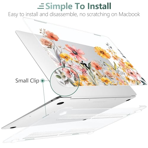 DONGKE Compatible with MacBook Air 13 inch Case 2021 2020 2019 2018 Release A2337 M1 A2179 A1932 with Retina Display Touch ID, Plastic Hard Shell & Keyboard Cover - Color Daisy - color: Color Daisy X811