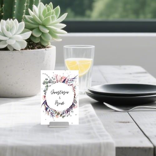 Urban Deco Table Card Holder Metal Place Card Holders Steel Card Holders for Photos, Food Signs, Memo Notes, Weddings, Restaurants, Birthday (Silver 16PK) - color: Silver 16PK