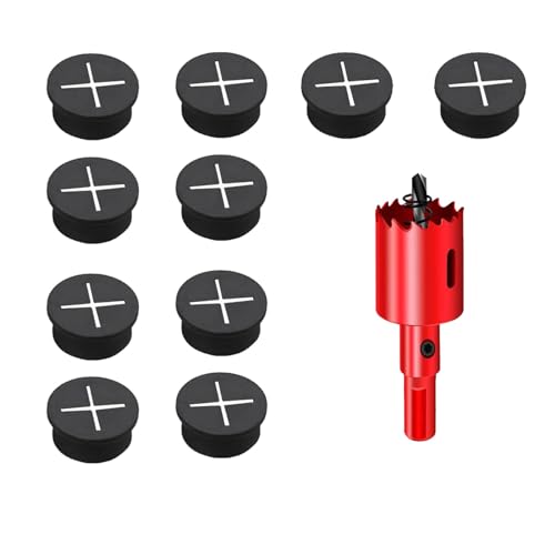 TuTuYa 10PCS Desk Grommet, Desk Grommet 1 Inch (25mm) Desk Cable Grommet Desk Cable Hole Covers with Hole Saw, Ideal Solution for Office and Home Table Cable - color: 1 Inch_25mm Black 10PCS