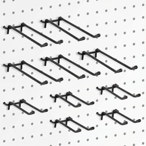 G.CORE 10 Pack Pegboard Hooks, Peg Board Tool Utility Hooks & Hangers Fit 1/4" Pegboards, Heavy Duty Metal Peg Board Shelving Hooks, Wall Organizers and Storage for Craft Room Garage Workbench (Black) - color: Black