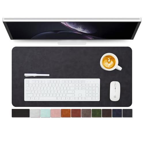 Distressed Leather Desk Mat - Non-Slip PU Desk Pad for Office and Home - Desk Organization and Accessories - Ideal for Large Mouse Pad and Desk Mats on Top of Desks(Charcoal Black,27.6"x 13.8") - color: Charcoal Black, size: 27.6" x 13.8"