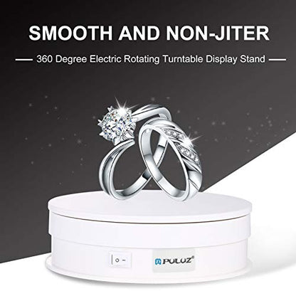 PULUZ 360 Degree Photography Turntable Rotating Display Stand, 5.7in(15cm) Diameter 360 Degree Turntable Display Stand for Photography Video Shooting Props Jewelry, Max Load 33Lb (White) - size: 5.7inch/White