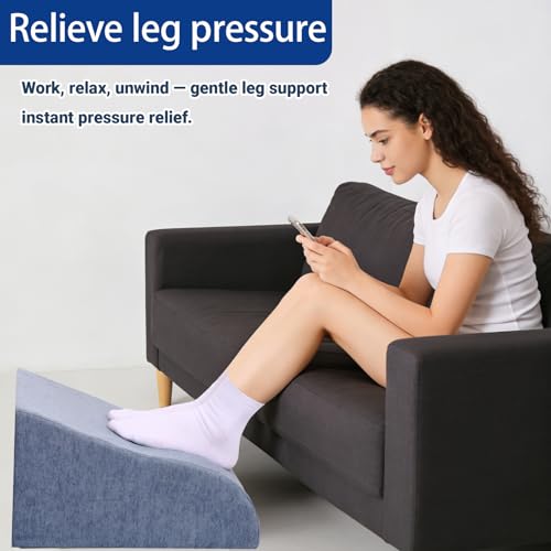 Foot Rest for Under Desk at Work, Ergonomic Under Desk Footrest with Washable Cover for Office, Home & Gaming Leg Elevation Pillow Blue - color: B-blue