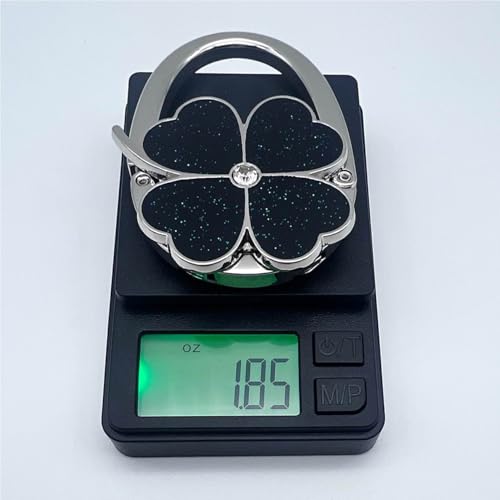 ROFLYER Four Leaf Clover Design Foldable Handbag Hanger Folding Purse Table Hook Holder (Black) - color: Black