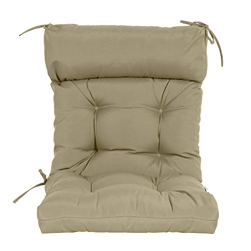 QILLOWAY Outdoor Rocking Chair Cushions Set of 2, 100% Polyester Waterproof Patio Rocking Chair Cushion, High Back Weatherproof Chair Pad for Adirondack & Outdoor Furniture, Beige - color: Beige