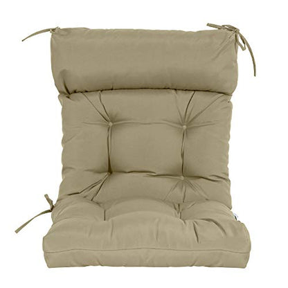 QILLOWAY Outdoor Rocking Chair Cushions Set of 2, 100% Polyester Waterproof Patio Rocking Chair Cushion, High Back Weatherproof Chair Pad for Adirondack & Outdoor Furniture, Beige - color: Beige