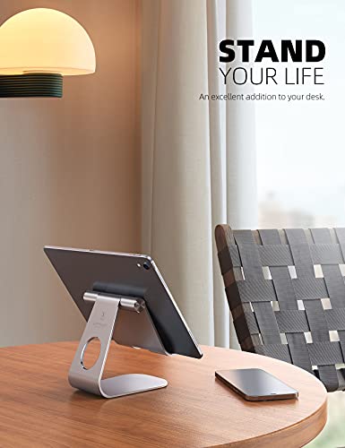 Lamicall S1 Tablet Stand, Adjustable Tablet Holder - Desktop Stand Dock Holder for 4-13" Tablet, iPad Pro 11, 9.7, 10.5, 12.9 Air Mini, Kindle, Tab, Switch, Viral Podcast Video Office Desk Accessories - color: 1-Silver