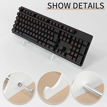RUNJRX Mechanical Keyboard Acrylic Display Stand, 1-Tier, White Acrylic - color: White