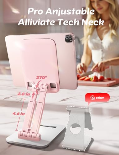 LISEN Tablet Stand for iPad Stand Holder Desk, Foldable eBook Readers Desk Accessories Fits Kindle 4-15.9" Pink - color: Pink