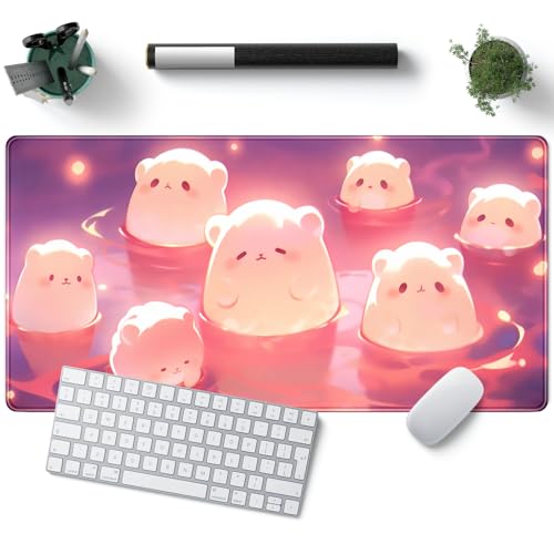 Kawaii Pastel Pink Desk Mat Cute Cat Large Mouse Pad Desk Pad Large Mouse and Keyboard Pad, Kawaii Cat Lover Gifts Mouse Mat XXL Desk Protector Mat, Computer for Desktop Cute Desk Decor 31.5" x 15.7" - color: Cute Pink Elf