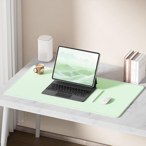 Hsurbtra Desk Pad, 32" x 16" Premium-Textured Desk Mat, Stitched Edge Anti-Slip Waterproof Rubber Mouse Pad, L Extended Computer Mat for Office Gaming Laptop Keyboard Lake Green - color: Lake Green, size: L Deskpad (32" x 16")