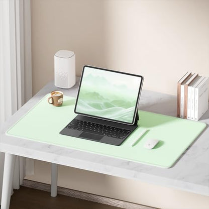 Hsurbtra Desk Pad, 32" x 16" Premium-Textured Desk Mat, Stitched Edge Anti-Slip Waterproof Rubber Mouse Pad, L Extended Computer Mat for Office Gaming Laptop Keyboard Lake Green - color: Lake Green, size: L Deskpad (32" x 16")