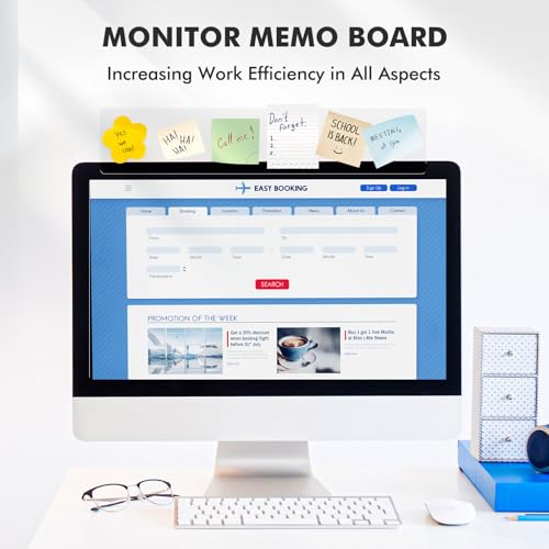 DOLLAR BOSS 1 Pc 15.7" x 3.1" Transparent Acrylic Monitor Memo Board | Computer Screen Side Note Holder, Office Desk Accessories, Clear Message Board, For Sticky Notes Memos, Fits PC & Laptop - size: 15.7''x3.1''-1pc