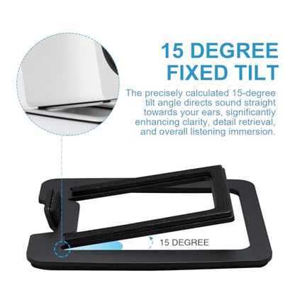Sanyun SW601 15° Tilted Desk Speaker Stands for Compact 2''-3'' Computer PC Bookshelf Monitor Speakers, Steel Metal Base & Damping Foam Padding (Pair, Black) - color: Black
