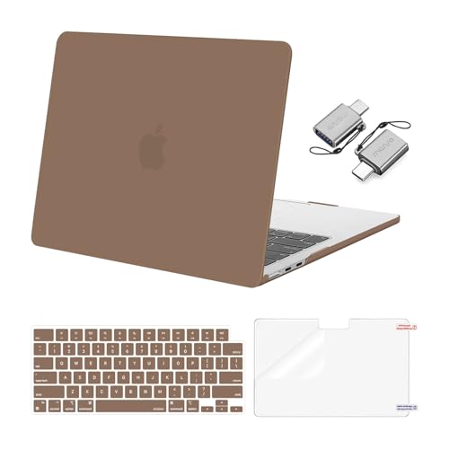 MOSISO Compatible with MacBook Air 13 inch Case M5 2026 M4 2025 M3 M2 2024-2022 A3449 A3240 A3113 A2681, Hard Shell&Keyboard Cover&Screen Film&Type C for MacBook Air 13.6 inch Case, Caramel Brown - color: Caramel Brown