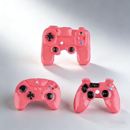 3PCS Resin Game Controller Charms Simulated Console Design DIY Craft Pieces Phone Case Decorations Crocs Charms Keychain Pendants, Pink - color: Pink