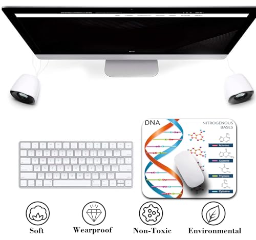DNA Bases Science Mouse Pad, Educational Spiral Genetic White Desk Mat | Chemistry Biochemistry Biotechnology Design, Anti-Slip Rubber Base, Silky Smooth Surface, Cute Office/Gaming Mousepad - color: Color_CNm