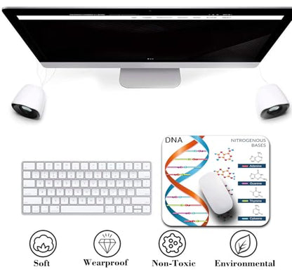 DNA Bases Science Mouse Pad, Educational Spiral Genetic White Desk Mat | Chemistry Biochemistry Biotechnology Design, Anti-Slip Rubber Base, Silky Smooth Surface, Cute Office/Gaming Mousepad - color: Color_CNm