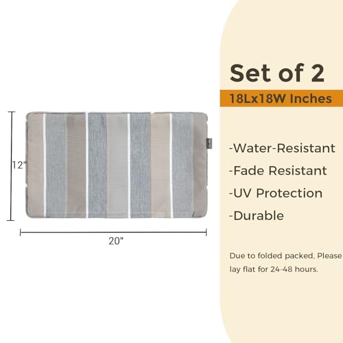 FUNHOME Water Resistant Outdoor Lumbar Pillow Covers 12x20 inch Set of 2,Zipper Pillows Cover,Home Decorative for Sofa Headrest,Patio Furniture Couch Chair Pillows Cover Only(Gray Stripe) - color: Gray Stripe (Cover Only), size: 20" x 12" (Pack of 2)