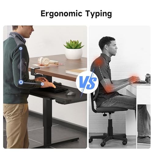XINLEI Keyboard Tray Under Desk with Storage Drawer Large C-Clamp 26.7”(31” Including Clamps) x 11.8” Slide-Out Platform Computer Drawer Pull Out Keyboard & Mouse Tray DSF7CT - style: with Drawer