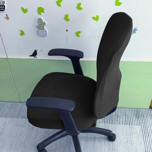 HAPPYDOG 4 Pcs Office Chair Covers Set Stretchable Protective Rotating Computer Chair Seat Covers with Armrest Covers (Black) - color: Black