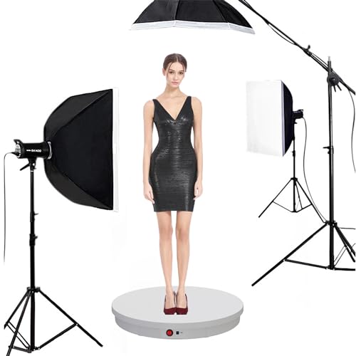 JAYEGT Motorized Rotating Display Stand, 350Lbs Load，360 Degree Electric Rotating Potography Turntable for Products Display，Live Show， Remote Control +5 Colors Backgrounds (White / 20.5inch /Wired) - color: White, size: 20.5inch