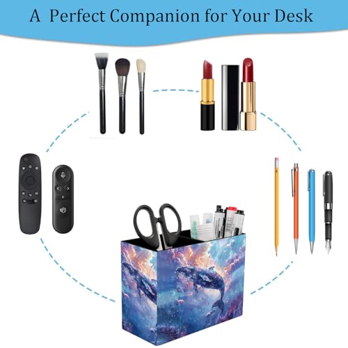 Pen Holder and Anti-Slip Mouse Pad Combination, Makeup Brush Storage Box, Tableware Storage Box, Suitable for Office and Home - Sky Blue Whale - color: Sky Blue Whale