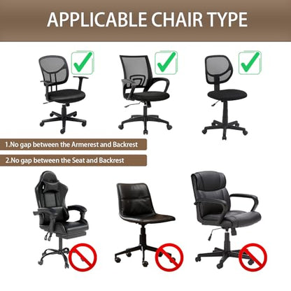 Stretch Jacquard Office Chair Cover, Removable Washable Desk Chair Cover, Anti-dust Seat Cushion Protectors - Brown - color: Brown, size: Chair Seat Cover