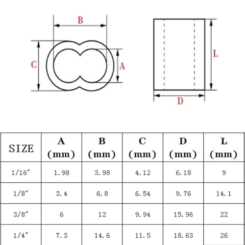 YAMASO 200pcs 1/16" Aluminum Crimping Loop Sleeve, Cable Ferrule Wire Rope Sleeves Loop Sleeve - size: 1/16"(200pcs)