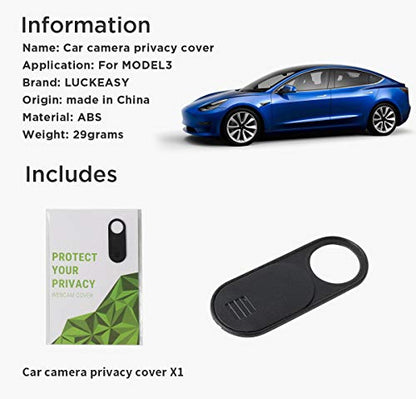 LUCKEASY Webcam Cover for Tesla Model 3/ Y Car Camera Privacy Cover for Model Y Accessories Black