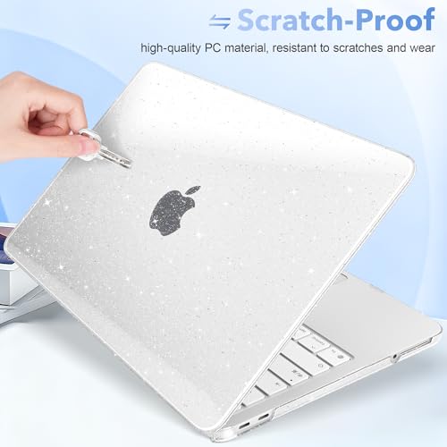 May Chen Compatible with MacBook Neo 13 inch Case 2026 Model A3404, Plastic Hard Shell,Keyboard Cover,Screen Protector,Dust Plug, for MacBook Neo 13" with A18 Pro Chip, Glitter Clear - color: Glitter Clear