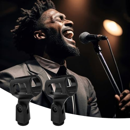 4 PCS Microphone Holder, Adjustable Angle Mic Holder Clip for Stand Rubber Flexible Microphone Clip Black Wireless Mic Holders Clamp for Mics Stand Handheld Microphones Recording Condenser Microphones