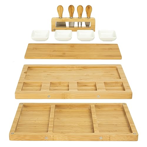 drmvalg Charcuterie Board Cheese Tray Set with Stainless Steel Knives, Slates and Bowls. Gift for Housewarming, Wedding Couple, Bridal Shower (cb001) - size: cb001