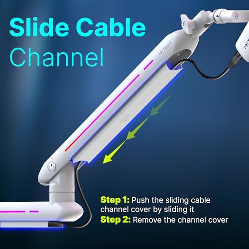 IXTECH RGB Low Profile Boom Arm for Mic, Adjustable Microphone Arm Stand with Desk Mount Clamp, Rotatable Microphone Boom Arm Mic Stand with Cable Management for Podcast Streaming Gaming Studio. - color: 5 LIZARD RGB