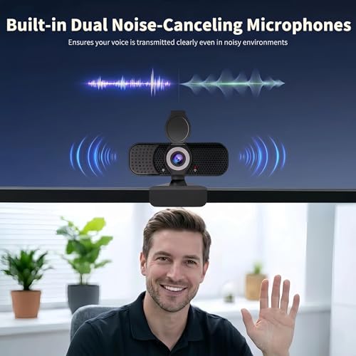 4K Webcam with Autofocus & Tripod, Camera for PC Laptop with Dual Microphone, USB Computer Camera with Low Light Correction, Auto White Balance, Video Camera for Streaming, Meetings, Office, Zoom - style: 4K-PDAF