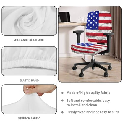 American Flag Office Chair Covers Stretchable Office Chair Seat Cover 2 Piece Washable Gaming Chair Cover Universal Fit Most Wheelchairs,Computer Chairs,Gaming Chairs - color: American Flag