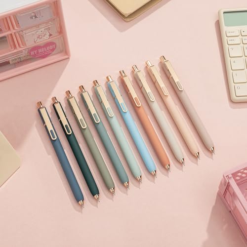 Linbsunne Gel Pens Black Ink Pens for Office 0.5mm Fine Point Pen Smooth Writing Retractable (Metal gold clip-10 pcs) - color: Gold clip-10 pcs