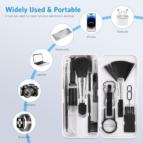 18 in 1 Multifunctional Keyboard Cleaner Kit for Electronic Devices, Keyboard Cleaning Brush, Headphones Cleaner Kit for AirPods, Cellphones,Laptop Cleaner, Camera,Earbuds
