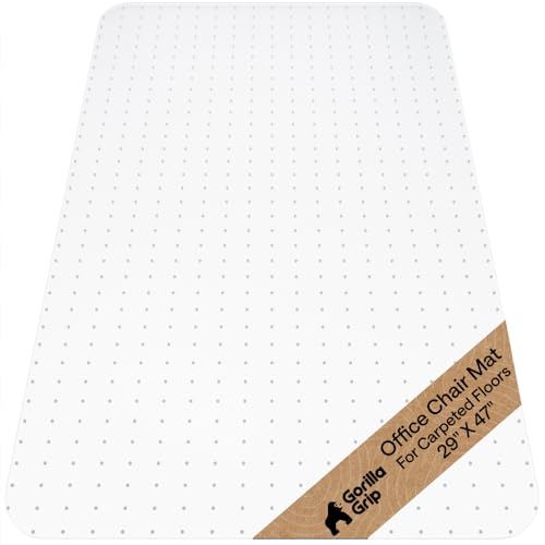 GORILLA GRIP Slip Resistant Clear Office Chair Mat for Carpet Floors, Smooth Rolling Glide Under Desk, Heavy Duty Plastic Computer Mats and Carpeted Floor Protector, Work and Gaming Chairs, 29x47 - size: 29"x47", style: Carpet Floor