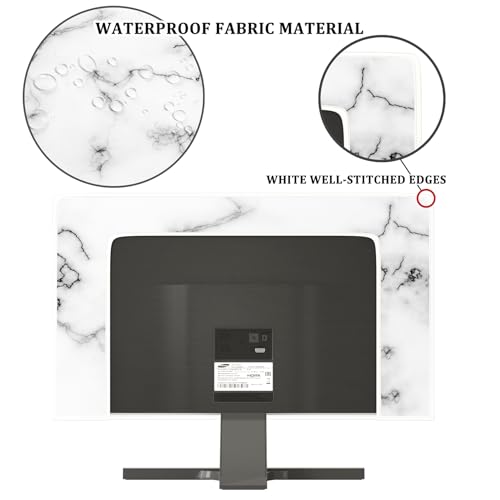 Fashion Gray Marble Waterproof 32 Inch Anti-Static Dustproof LCD/LED/HD Abstract Texture 32 Inch TV Cover with Creative Design Anti-Static Dustproof Protective Dust Covers for TV - color: white and gray, size: 32 Inch